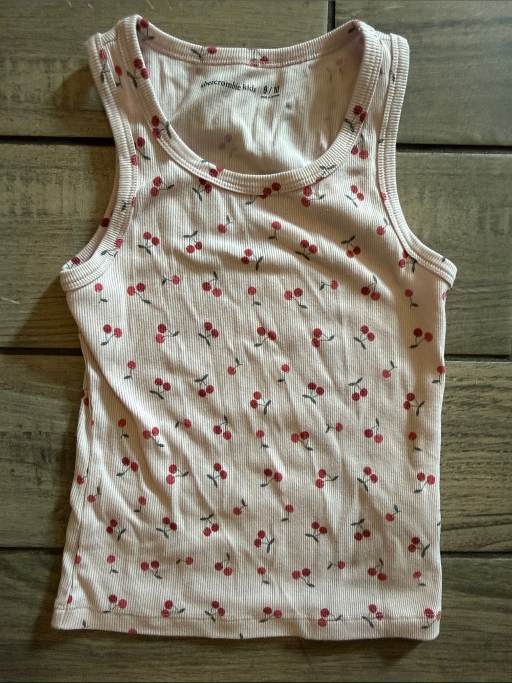 abercrombie kids White Ribbed Tank with Red Cherry Print